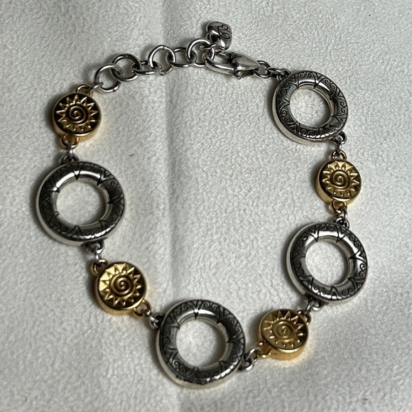 Brighton Sun Drops Bracelet Two-tone Crystals Silver Plated Retired Etched 8" - Picture 5 of 10